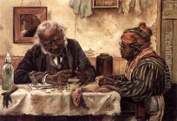 Elderly Black Couple At A Table Oil Painting - Harry Herman Roseland