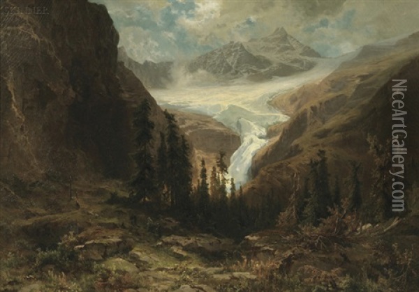 Alpine Glacier Oil Painting - Friedrich Ludwig Hofelich