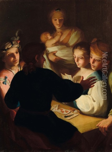 Giocatori Di Carte Oil Painting - Clemente Ruta