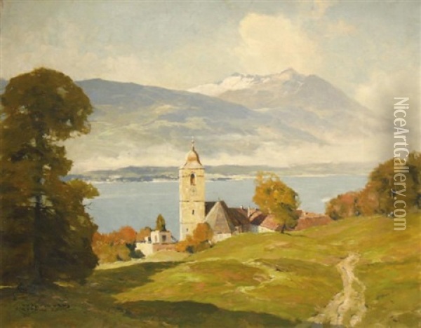 Vue De Rottach-egern (baviere) Oil Painting - Hans Maurus