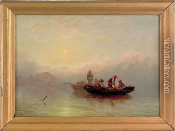 Coastal Scene With Fishermen Oil Painting - J. Heyl Raser