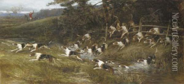 Hounds Of The Tickham Hunt, Kent Oil Painting - Heywood Hardy