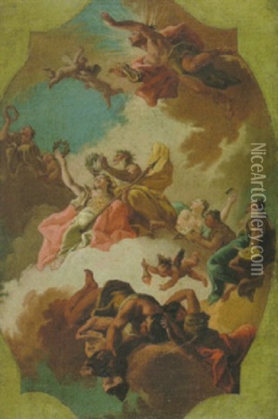 Allegorie Von Zeit Und Wahrheit Oil Painting - Jacopo Guarana