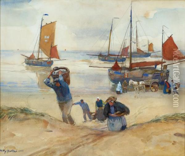 Bringing In The Catch Oil Painting - Willy Sluyters