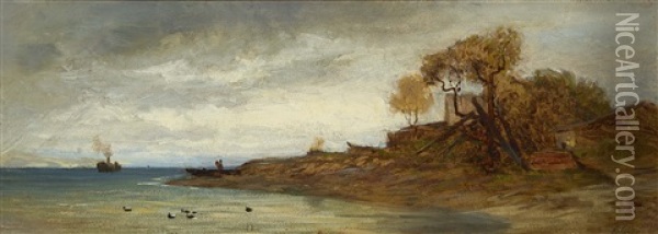 Seeufer (starnberger See?) Oil Painting - Eduard Schleich the Elder