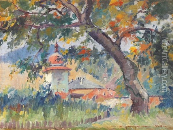 The Chruch Of The Village Oil Painting - Marin H. Georgescu