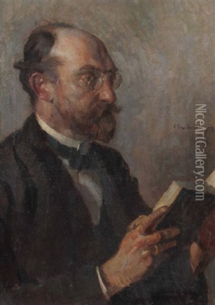 Portrat Eines Lesenden Herrn Oil Painting - Christian Landenberger