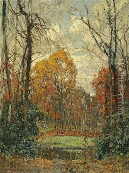 Pool In The Woods Oil Painting - Frederick J. Mulhaupt