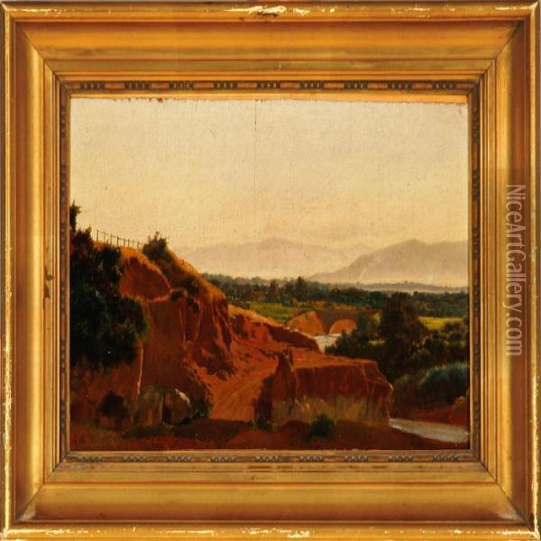 Landscape From Venice At The Venetian Alps Oil Painting - Simon Simonson