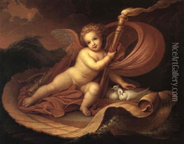 Cupido Im Sturm Oil Painting - Wilhelm Strecker