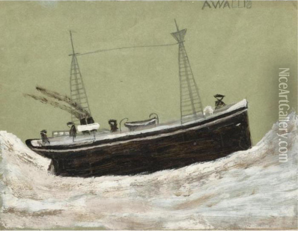 Black Boat Oil Painting - Alfred Wallis