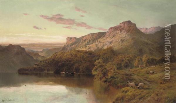 Autumn In The Highlands Oil Painting - Alfred de Breanski