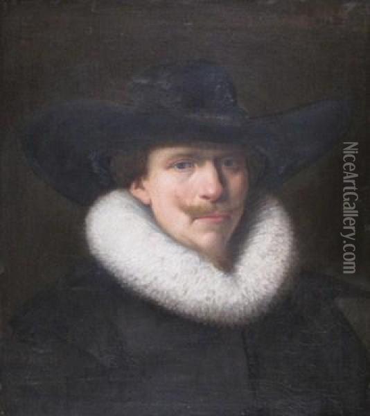 Portrait Of A Gentleman In A Ruff And Wide-brimmed Hat Oil Painting - Rembrandt Van Rijn