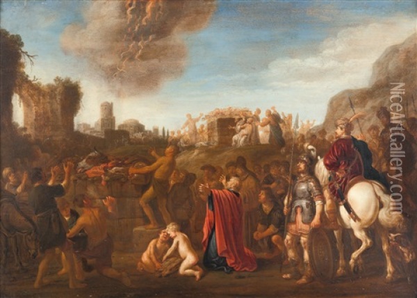 Das Opfer Des Elias Oil Painting - Claes Cornelisz. Moeyaert