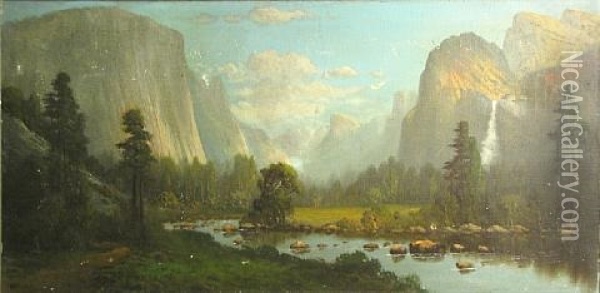 Bridalveil Valley From Merced Lake Oil Painting - John Englehart