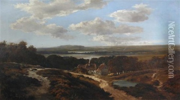 View On The Medway, Kent Oil Painting - Edmund John Niemann