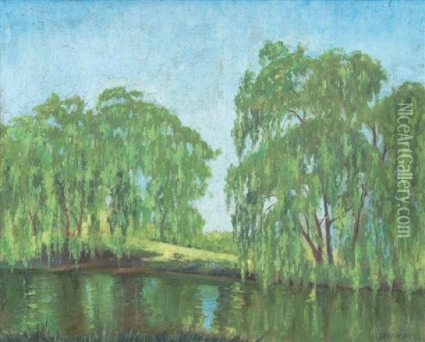 Willows Oil Painting - Elioth Gruner