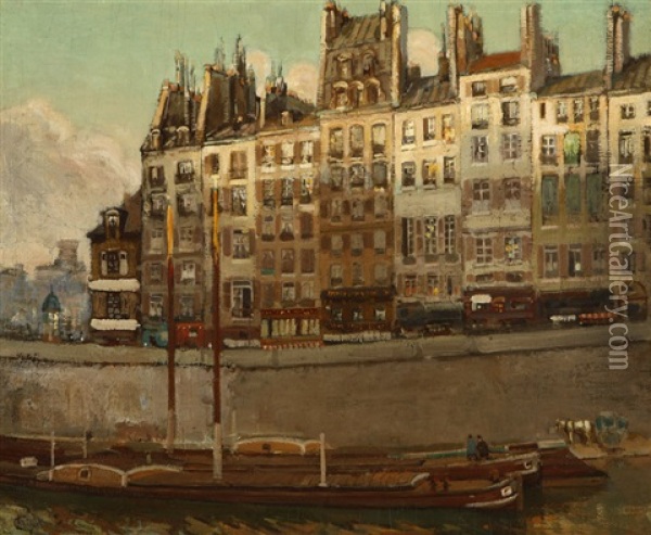 Ile De La Cite, Paris Oil Painting - Alson Skinner Clark