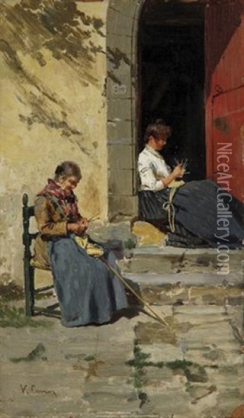 Le Merlettaie Oil Painting - Vittorio Matteo Corcos