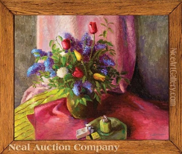 Still Life Of Tulips And Lilacs Oil Painting - Frank Marsden London