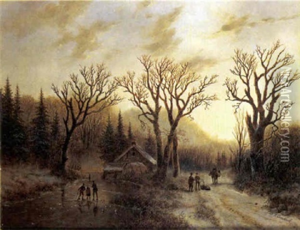 Paysage D'hiver Oil Painting - Johann Bernard Klombeck