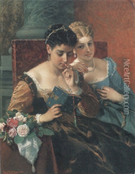 A Shared Moment Oil Painting - Cesare Felix Georges dell' Acqua