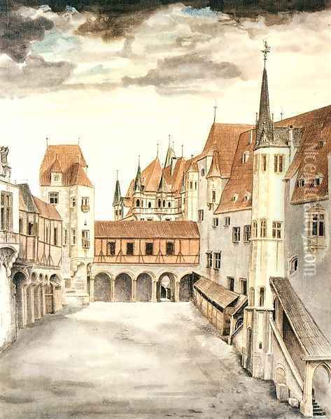 Courtyard of the Former Castle in Innsbruck with Clouds Oil Painting - Albrecht Durer