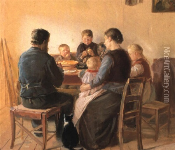 Et Middagsm+ltid, Skagen Oil Painting - Anna Kirstine Ancher