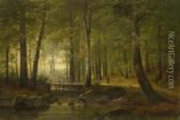 Waldbach. Oil Painting - Jacobus Johannes Van Poorten