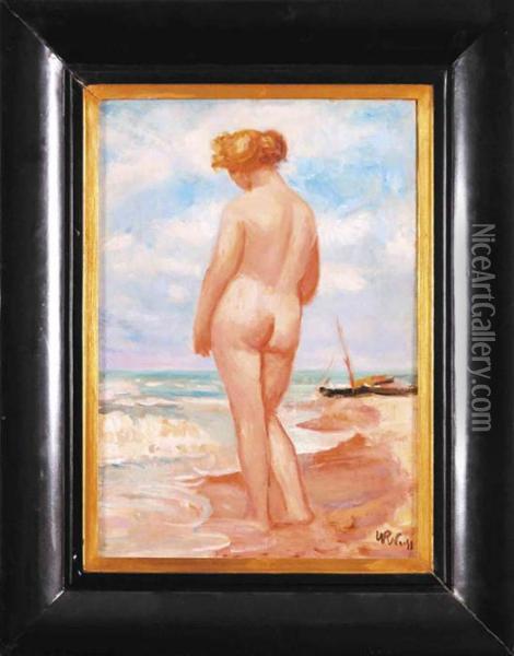 Akt Na Plazy Oil Painting - Wojciech Weiss