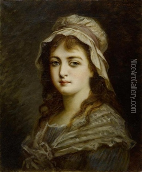 Portrait Einer Dame Mit Haube Oil Painting - Fedor Petrovich Chumakov