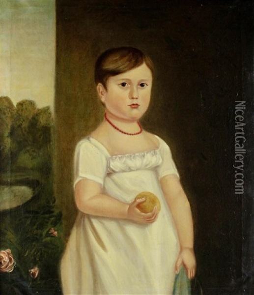 Martha Chaplin, Aged 3 Years Oil Painting - Charles Meer Webb