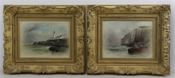 Coastal Landscapes (pair) Oil Painting - George M. Hathaway