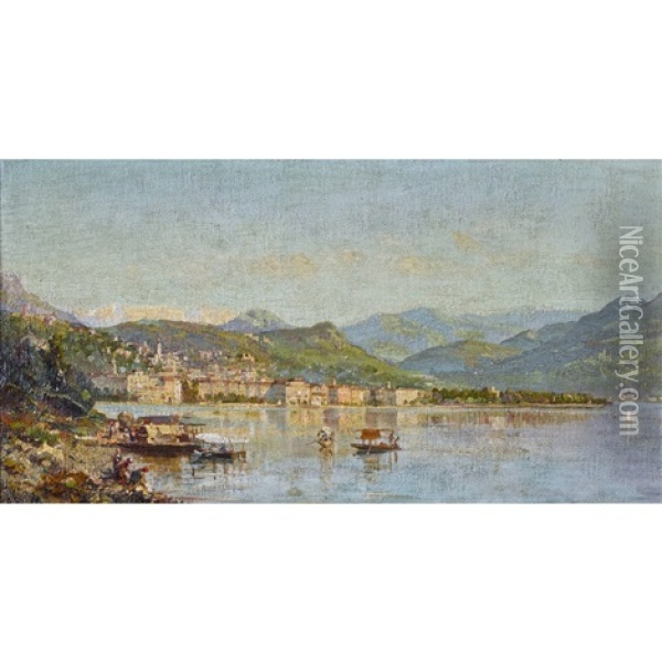 Ansicht Von Lugano Oil Painting - Ambrogio Preda