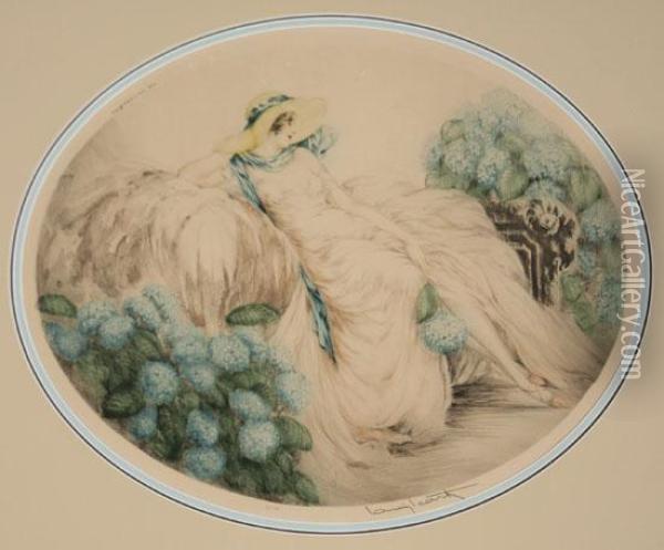 Hydrangeas, Les Hortensias Oil Painting - Louis Icart