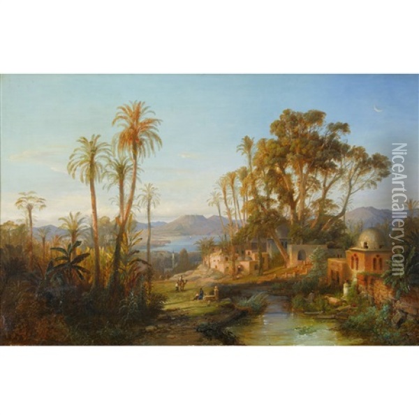 Arabisches Dorf Oil Painting - Alexius Geyer