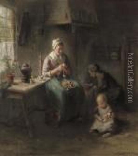 Preparing Dinner Oil Painting - Bernard Johann De Hoog