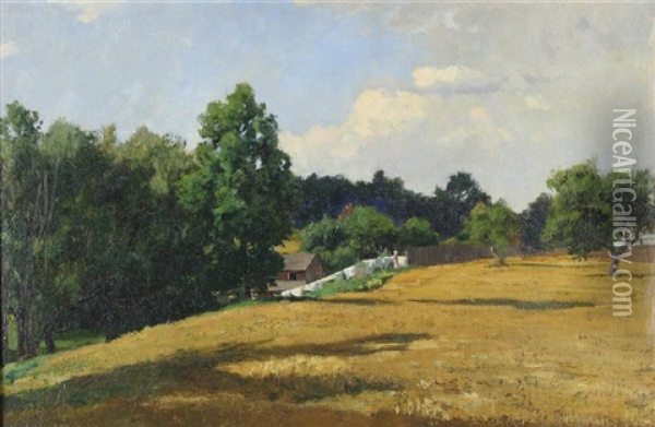 Landscape With Cottage Oil Painting - Hugh Bolton Jones