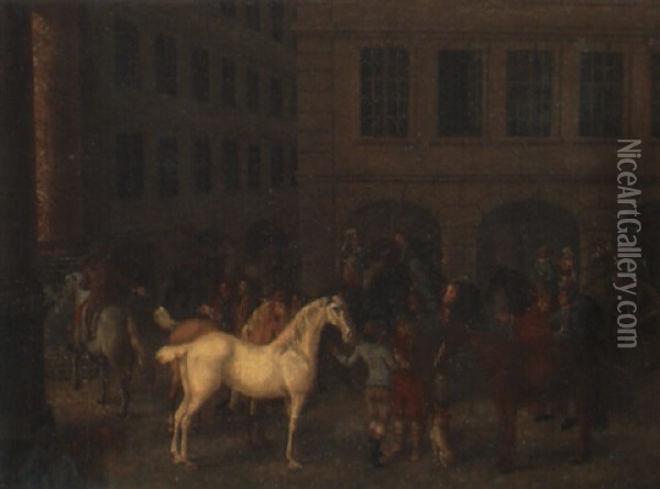 Vor Dem Rathaus Oil Painting - Jean Voltaire Huber