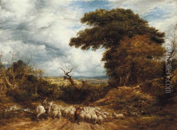 The Purchased Flock Oil Painting - John Linnell