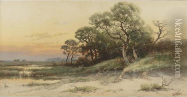 Evening, Bristol Point, Pennsylvania Oil Painting - Carl Weber