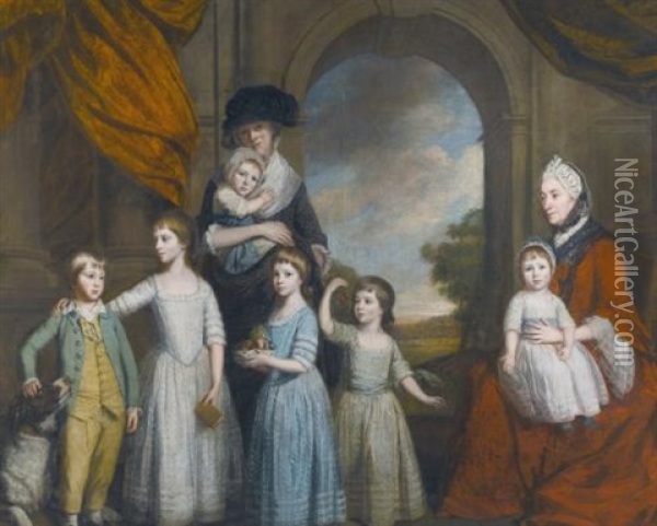 Portrait Of The Children Of William Craven, 6th Baron Craven Oil Painting - Thomas Beach