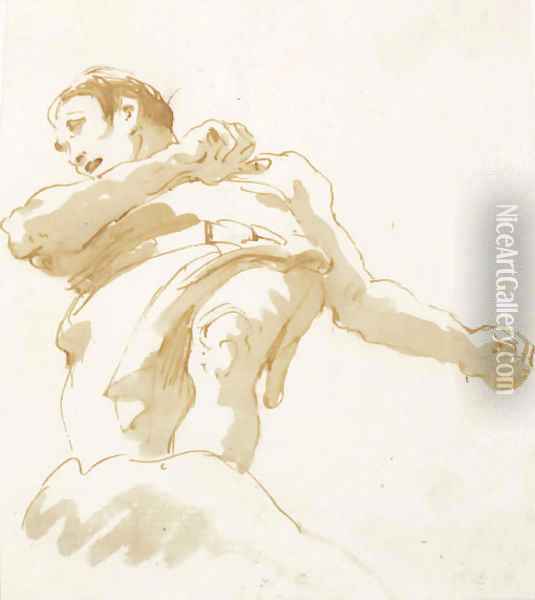 A standing man seen from below Oil Painting - Giovanni Battista Tiepolo