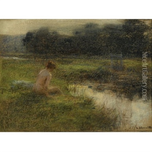The Bather Oil Painting - Leon Augustin L'Hermitte