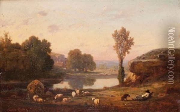 Le Berger Oil Painting - Antoine Claude Ponthus-Cinier