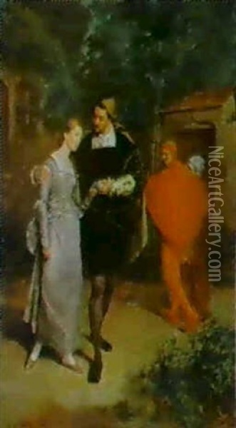 Faust And Marguerite Oil Painting - Juan Antonio Gonzalez