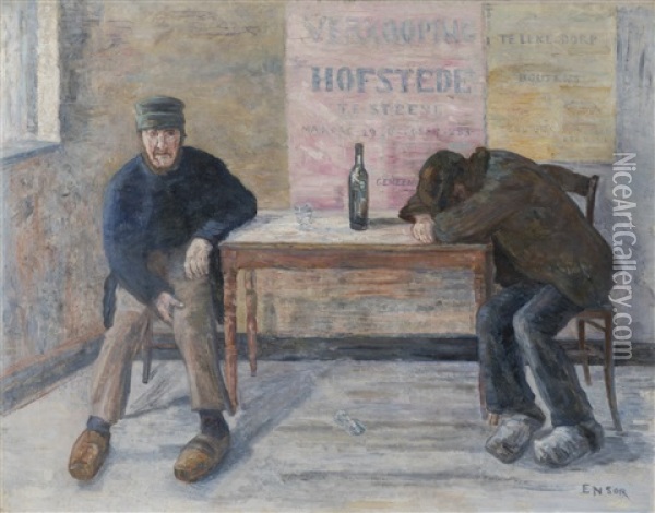 Les Pochards (the Drunkards) Oil Painting - James Ensor