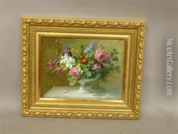 Coupe De Fleurs Oil Painting - Emile Gustave Couder