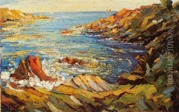 Cala De La Costa Brava Oil Painting - Francisco Gimeno Arasa