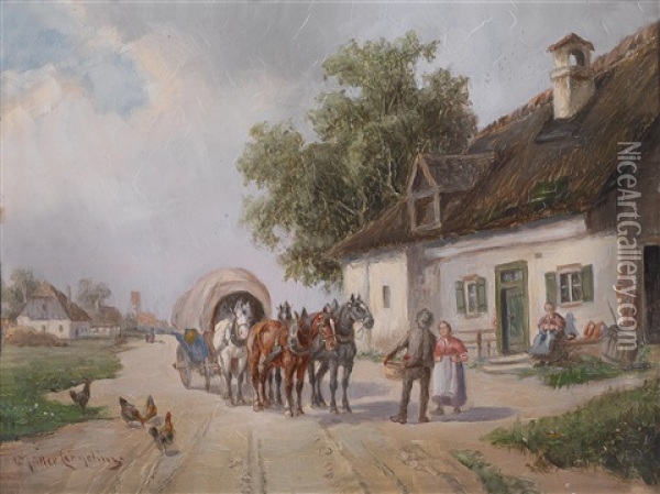 Rast Vor Dem Gasthaus Oil Painting - Ludwig Mueller-Cornelius